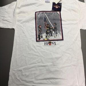 Vintage White Fire Department Graphic Tee Shirt Men's Size Large